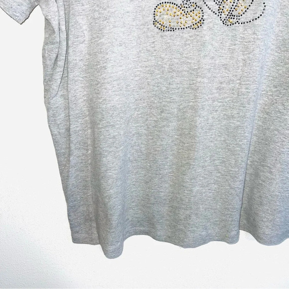 Disney Light Gray Embellished Rhinestone Mickey Mouse Graphic Tee 2X Women’s - Picture 5 of 10